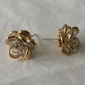 Faceted Crystal Flower Stud Earrings